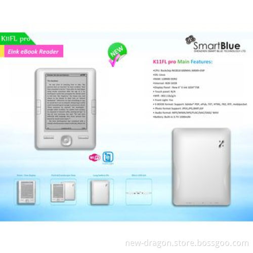 6-inch E-ink E-book Reader with RK2818 Solution, Wi-Fi, Front light, Linux System, 1024*758, Audio